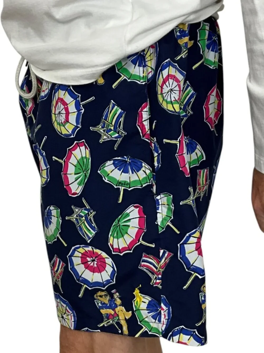 Polo Ralph Lauren Polo Bear Umbrella Swim Trunks XL Blue Lined Swimwear